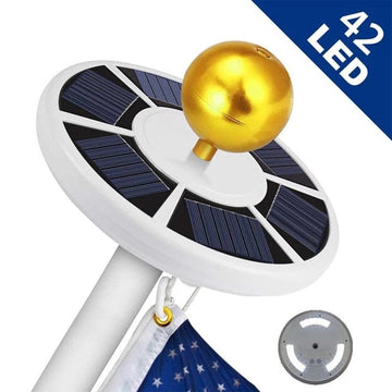 42 LED Solar Flagpole Light (12hr Charge, 2-Speed Dimmer)